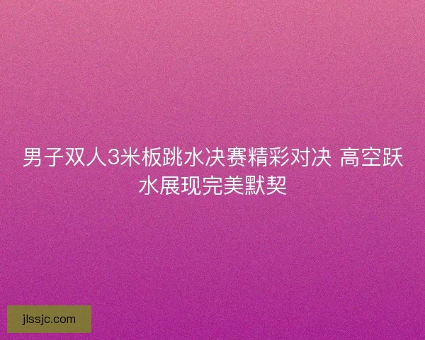 男子双人3米板跳水决赛精彩对决 高空跃水展现完美默契