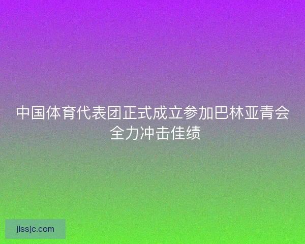 中国体育代表团正式成立参加巴林亚青会 全力冲击佳绩
